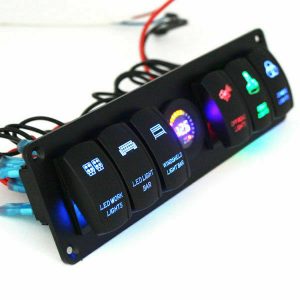 6 Gang Rocker Switch Panel Circuit Breaker with LED Voltmeter